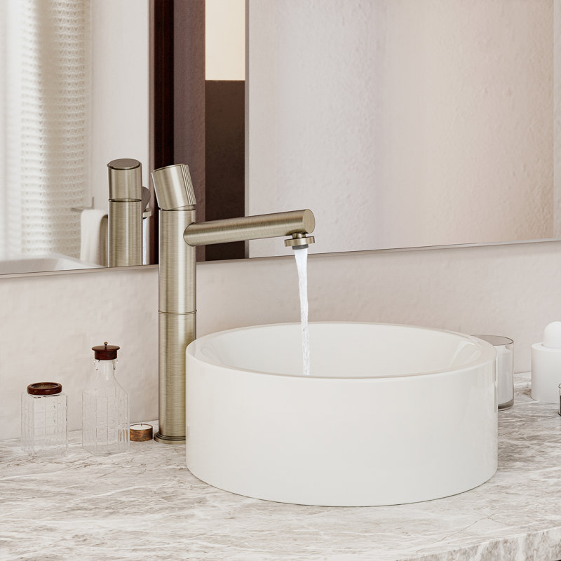 Robinet de lavabo de salle de bain monotrou avec tache escamotable en or brossé champagne