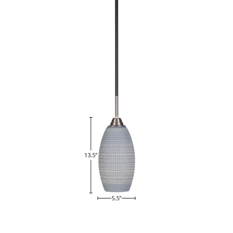 Chessani Paramount Stem Hung Pendant Shown In Matte Black & Brushed Nickel Finish With 5.5" Glass, Gray Matrix
