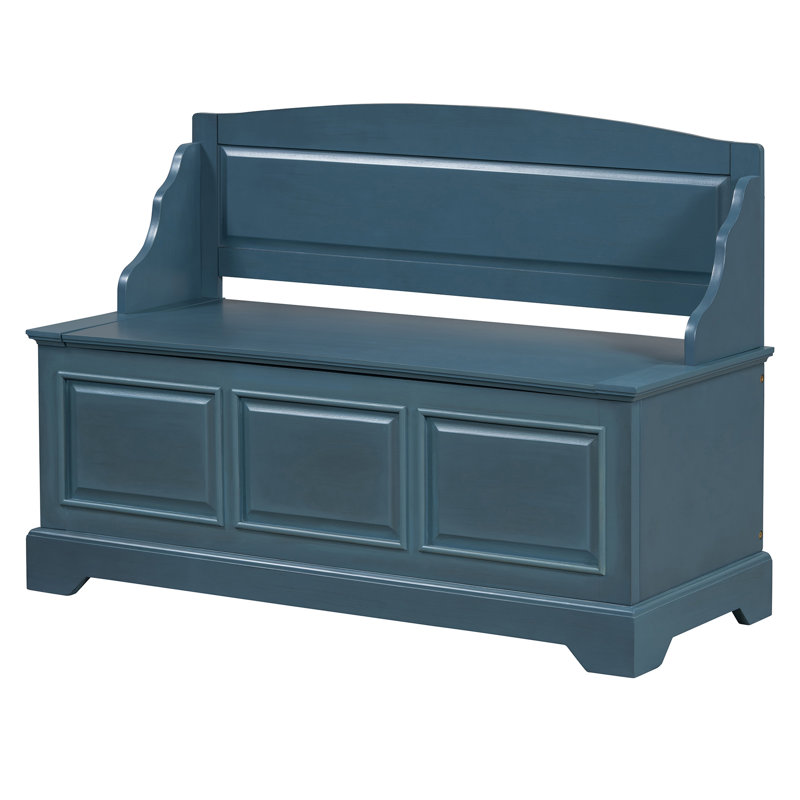 Banc à chaussures TREXM avec rangement dissimulé rétro et coussin, bleu marine antique, Bleu marine antique