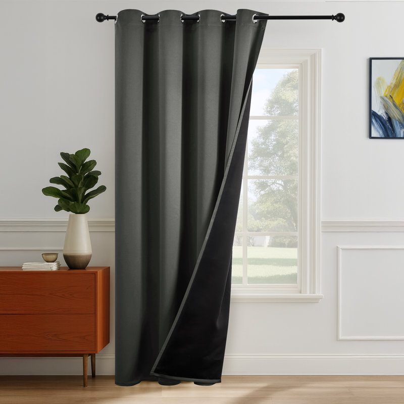 Thermal Insulated Blackout Grommet Curtains for Bedroom & Living Room（Set of 2）, Light Gray, 52" W x 63" L