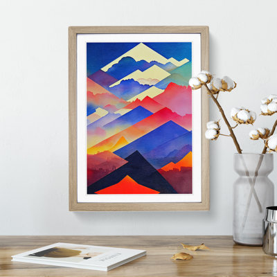 Watercoloured Mountain Landscape - Framed Print