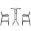 Ensemble bistro 3 pièces pour 2 personnes, table de pub ronde avec 2 chaises de bar au design confortable et robuste, gris anthracite