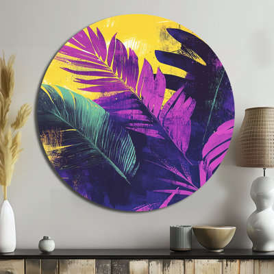 Vibrant Leaf Explosion Of Mauve II - Traditional Purple Metal Art Print