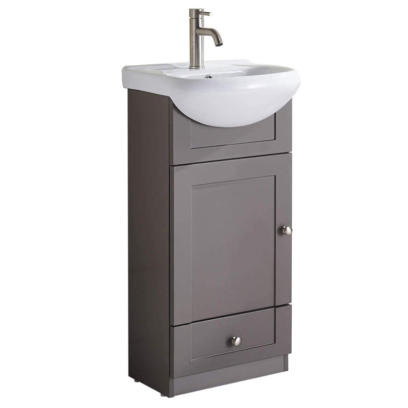 Ensemble de meuble-lavabo simple 18 po blanc, Gris