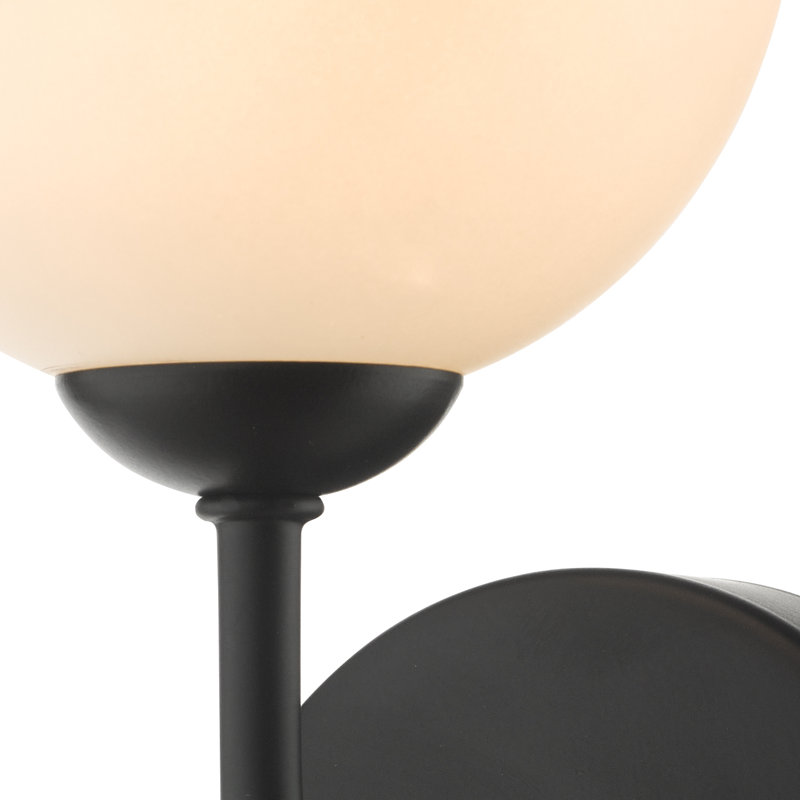 Wall Light, Opal Glass, Matt Black