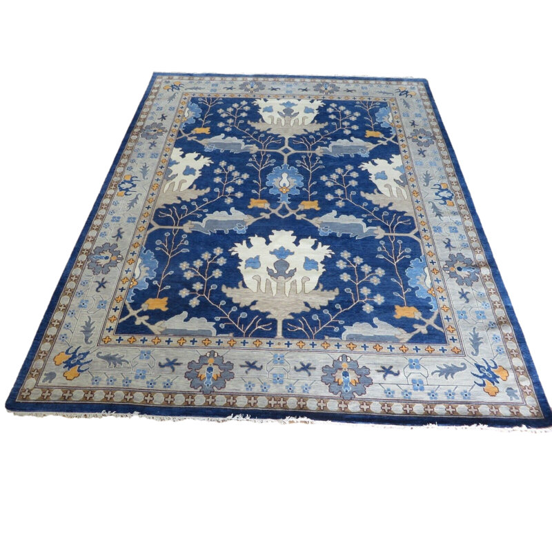 Tapis bleu marine unique de 12 pi 1 po x 15 pi