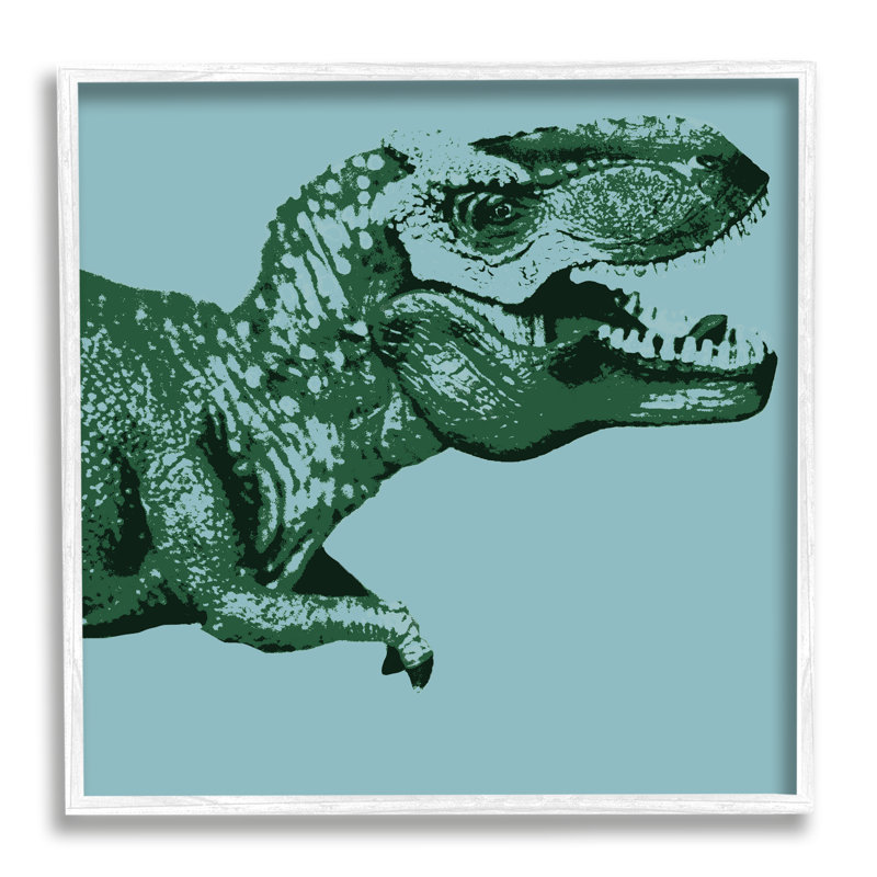 T-Rex abstrait pour garçon cmw-041, Giclée encadrée blanc bord de mer, H 17 po x l 17 po, Oui