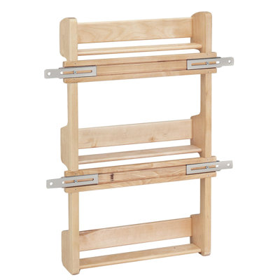 3 Tiered Pull Out Shelf Organizer For Kitchen Cabinets, Pantry Storage Spice Seasoning Rack, Door/Wall Mounted, Maple Wood