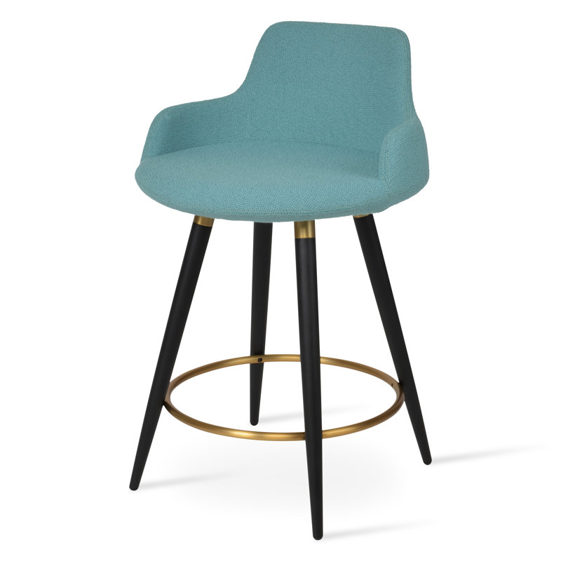 Tabouret de bar et de comptoir Dervish Ana, Vert, Noir, Tabouret de bar (hauteur d'assise de 29,5 po)