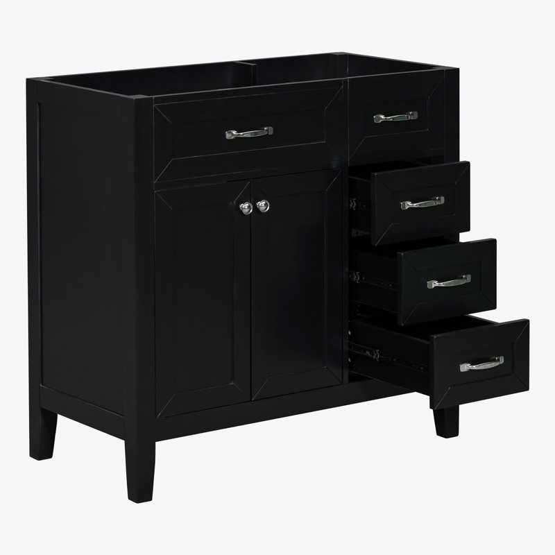 Meuble-lavabo 36 po sans lavabo, base d'armoire seulement, armoire de salle de bain, Noir, noir, noir, noir