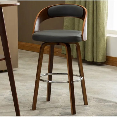 Swivel Upholstered Counter Stool with Solid Wood Frame
