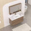 Meuble-lavabo mural simple 48 po avec comptoir en quartz blanc et lavabo en céramique, chêne naturel