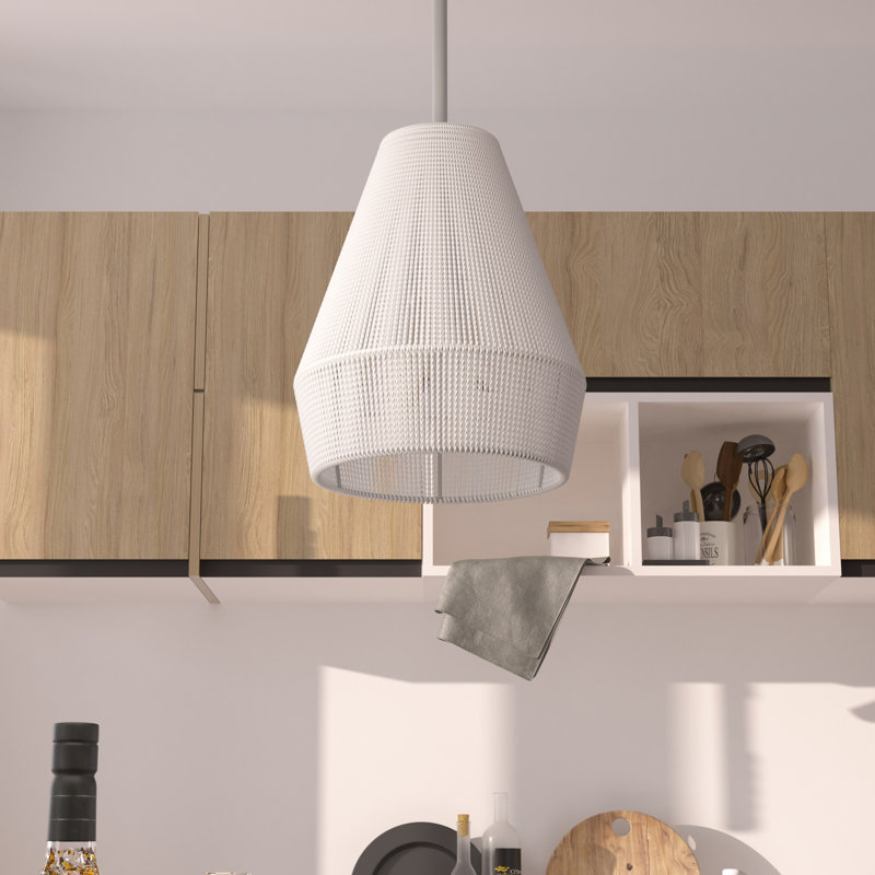 Boan 10" W Rattan Globe Single Pendant, Creamy White