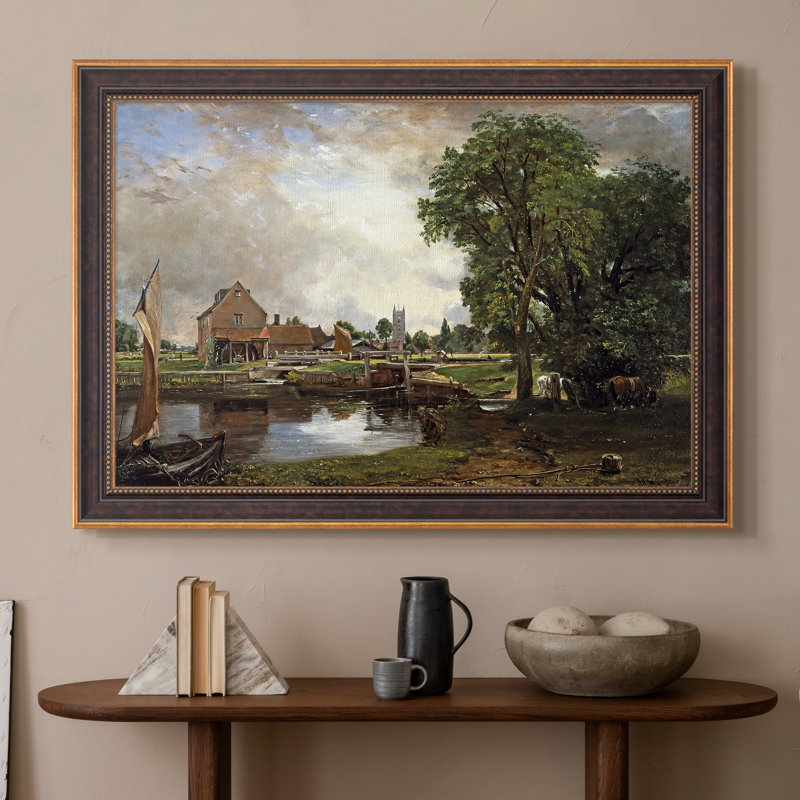 Dedham Lock and Mill, v. 1820 - John Constable - Toile encadrée sur mesure, Format intérieur 20 po x 28 po, Toile avec cadre