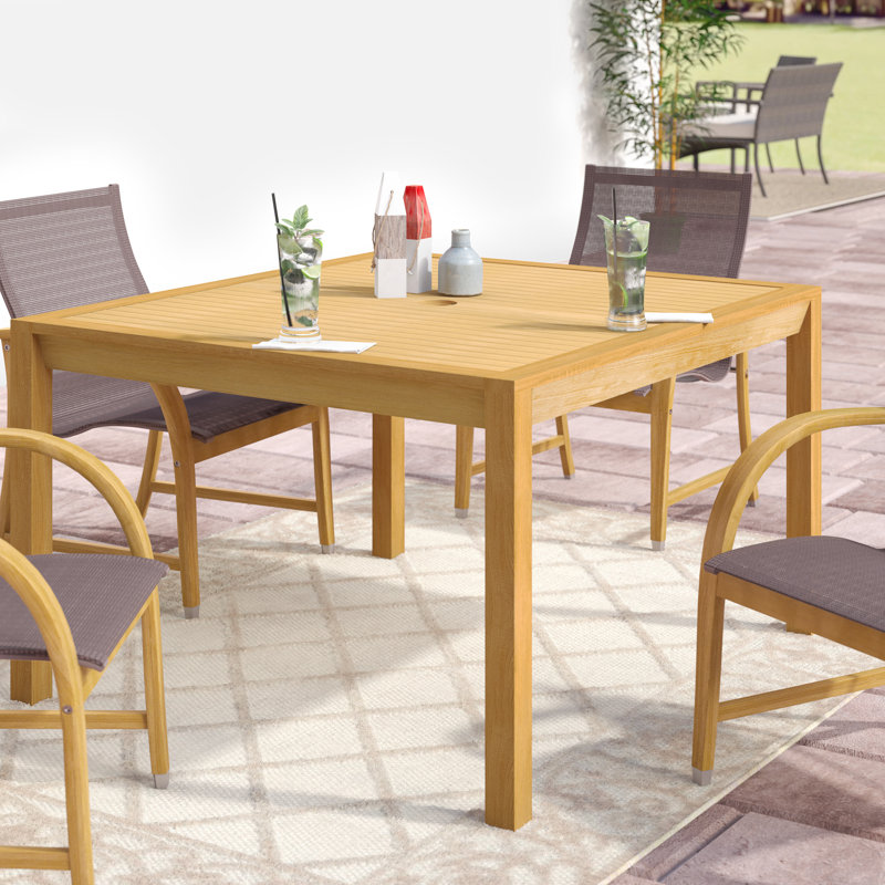 Rectangular Outdoor Dining Table With Umbrella Hole , 45'' in. W 40'' in. D