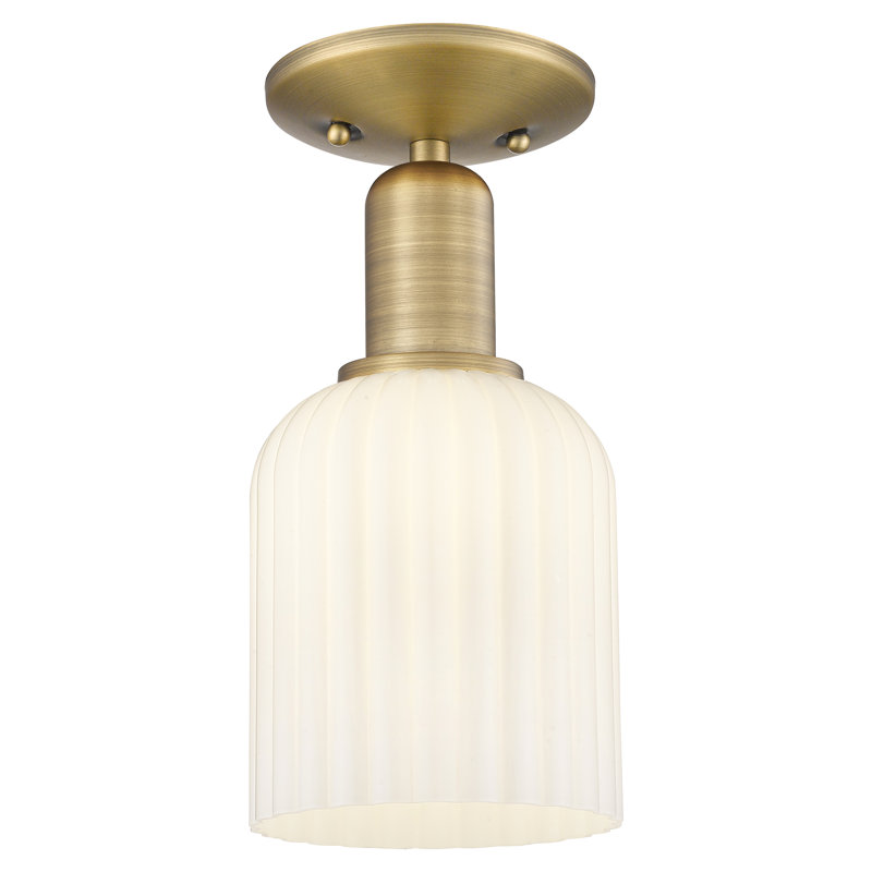 Downtown Urban - Alvarez - 1 Light 5" Semi-Flush Mount , Brushed Brass, Gloss White