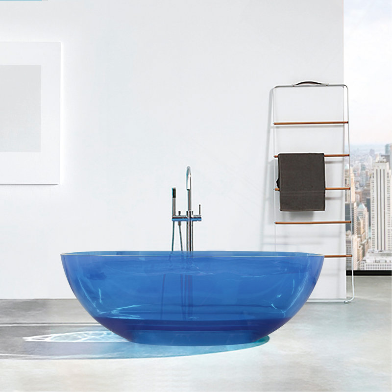 Baignoire de trempage autoportante à surface solide de 64 pouces pour salle de bain