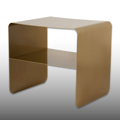 Contemporary Minimalist Metal One Shelf End Table With Rounded Edges