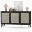 Sideboard Buffet Cabinet With 3 Rattan Doors, Kitchen Storage Cabinet For Entryway Living Room-243067385