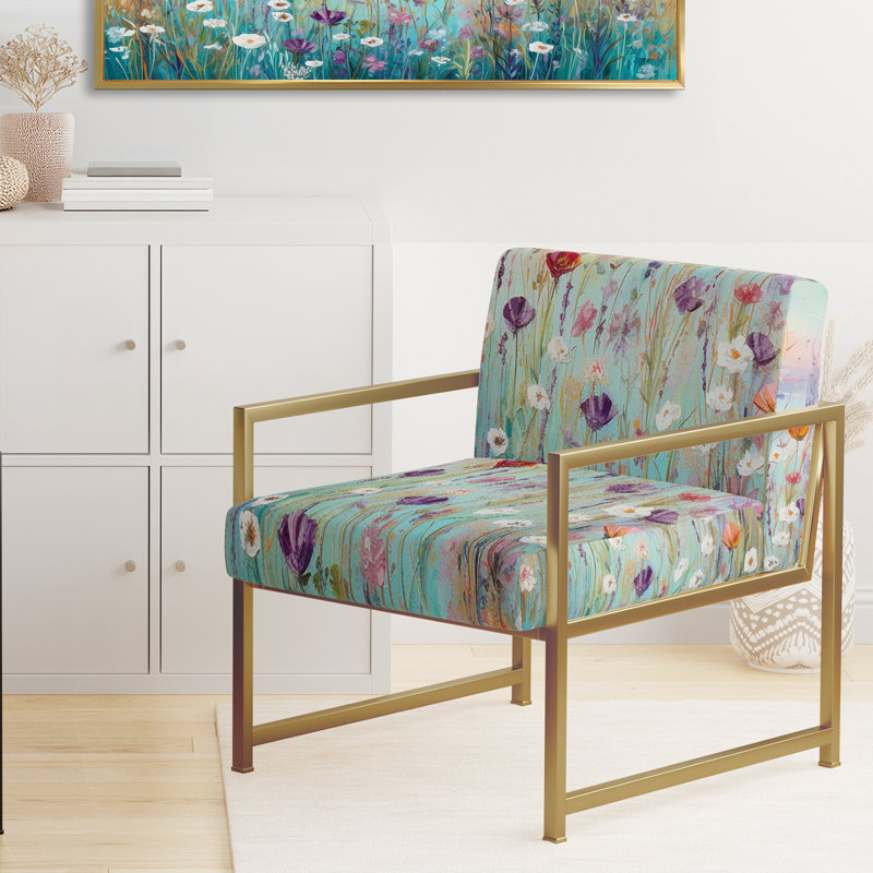 Chaise d'appoint rembourrée Wild Flowers Meadows II, Doré