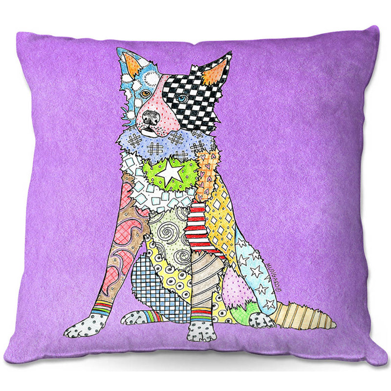  Coussin décoratif Border Collie, 18 po x 18 po, Violet