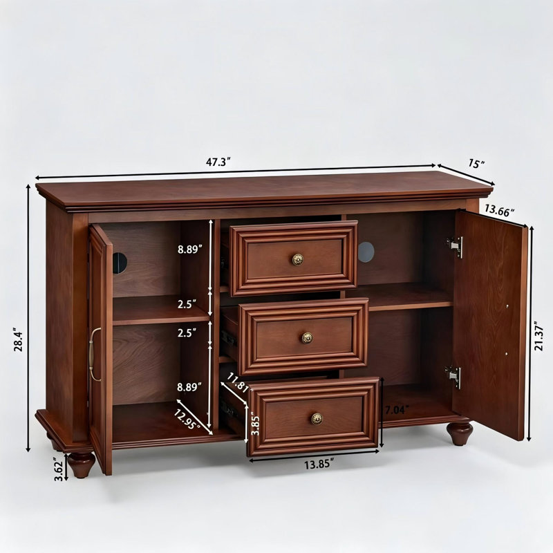 Buffet 47,3 po Mid Century Modern, Noyer