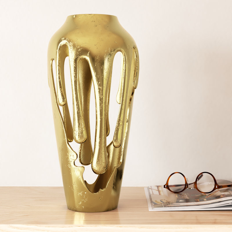 Vase décoratif Moderna, Or, H 15,4 po x l 7,05 po x P 6,95 po