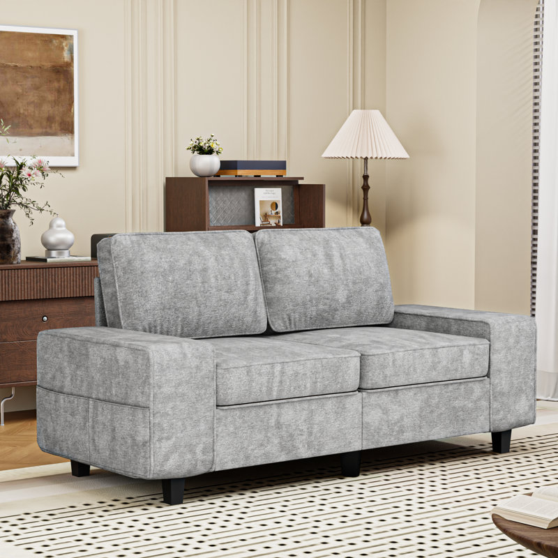 Upholstered Sofa with Storage, Gray, 34.2"H x 29"W x 70.9"D