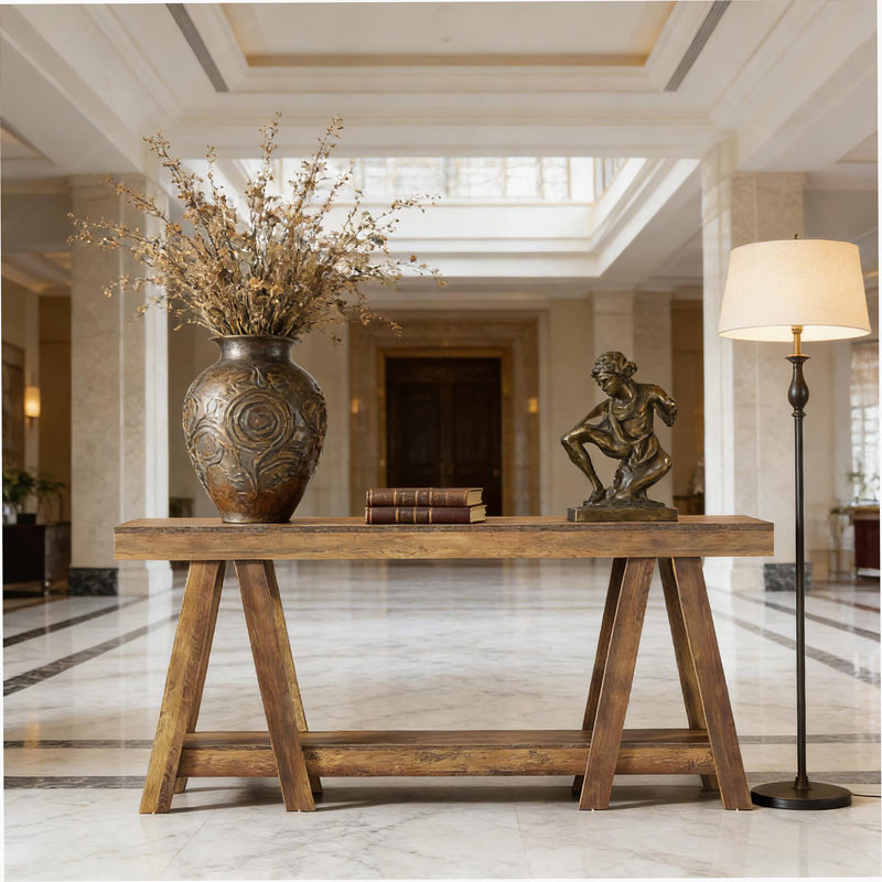 Farmhouse 2-Tier Hall Table, Functional Console With Robust Construction And Versatile Design For Any Room