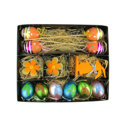 Vibrantly Colored Easter Egg Flower and Bunny Spring Decorations