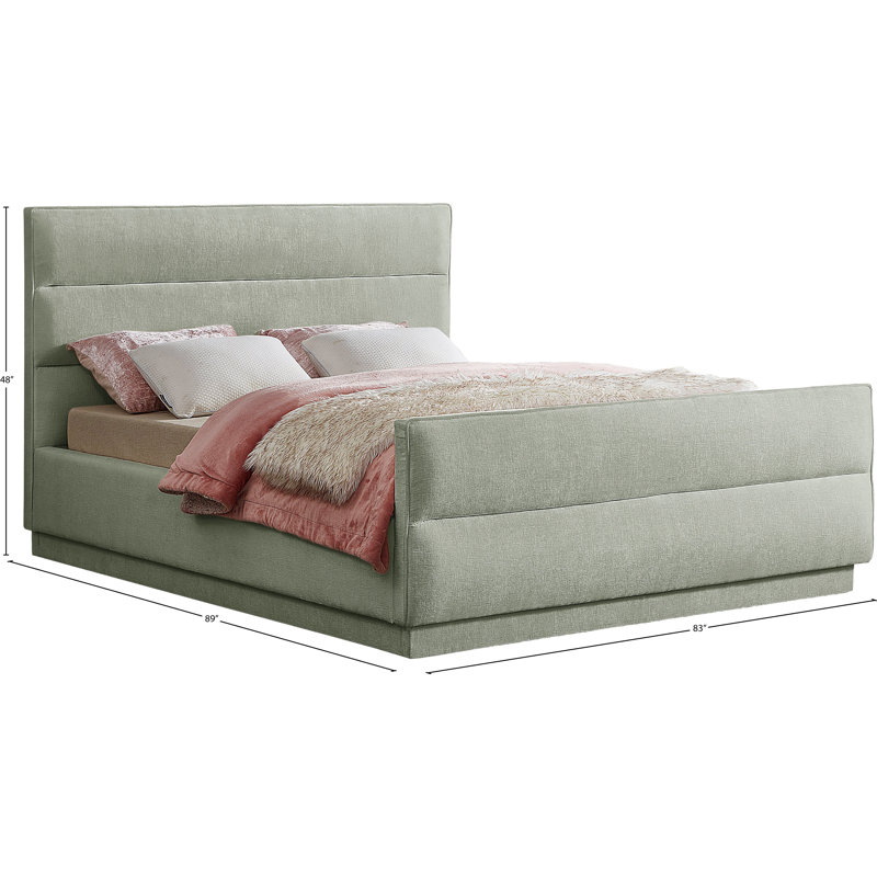Lit tapissier standard capitonné Paxton, Très grand, Mint Chenille Fabric