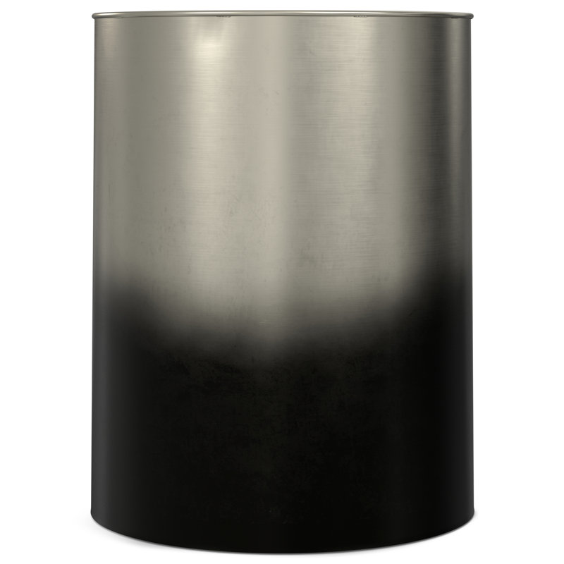 Curtis 16"W Metal Industrial End Table with Cylinder Design and Ombre Finish, Assembled, Silver
