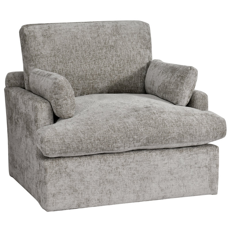 Canapé simple en chenille chinée profonde et moderne de 41,5 po de large Izquierdo, Gris