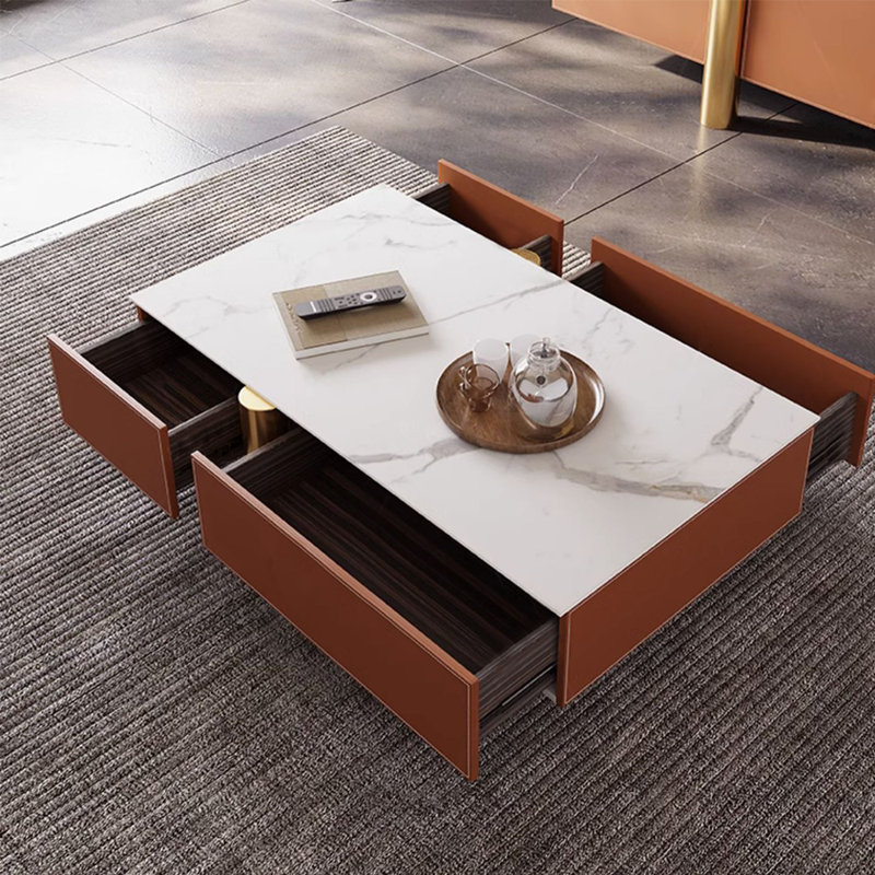 Table basse légère de style luxueux, H 13,78 po x L 51,18 po x l 27,56 po, Brun