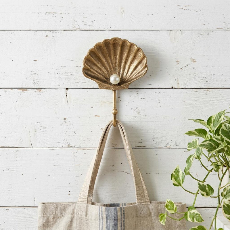 4" Gold Cast Iron Seashell Wall Hook