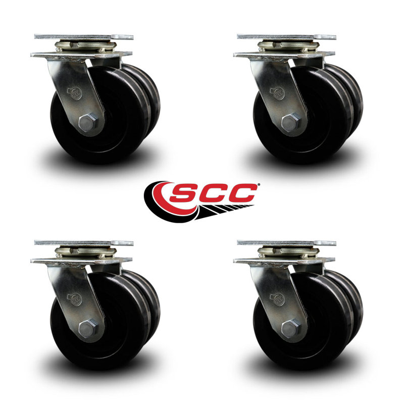 Ensemble de roulettes pivotantes doubles 5 pouces avec roulettes de service