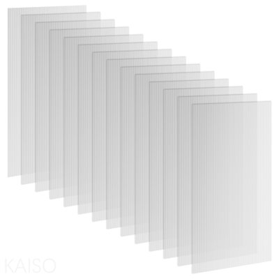 Paquet de 14 panneaux de serre en polycarbonate Outsunny, 4 panneaux de polycarbonate à paroi simple de 4 pi x 2 pi x 0,16 po, feuilles de plastique imperméables et protégées contre les rayons UV, transparent