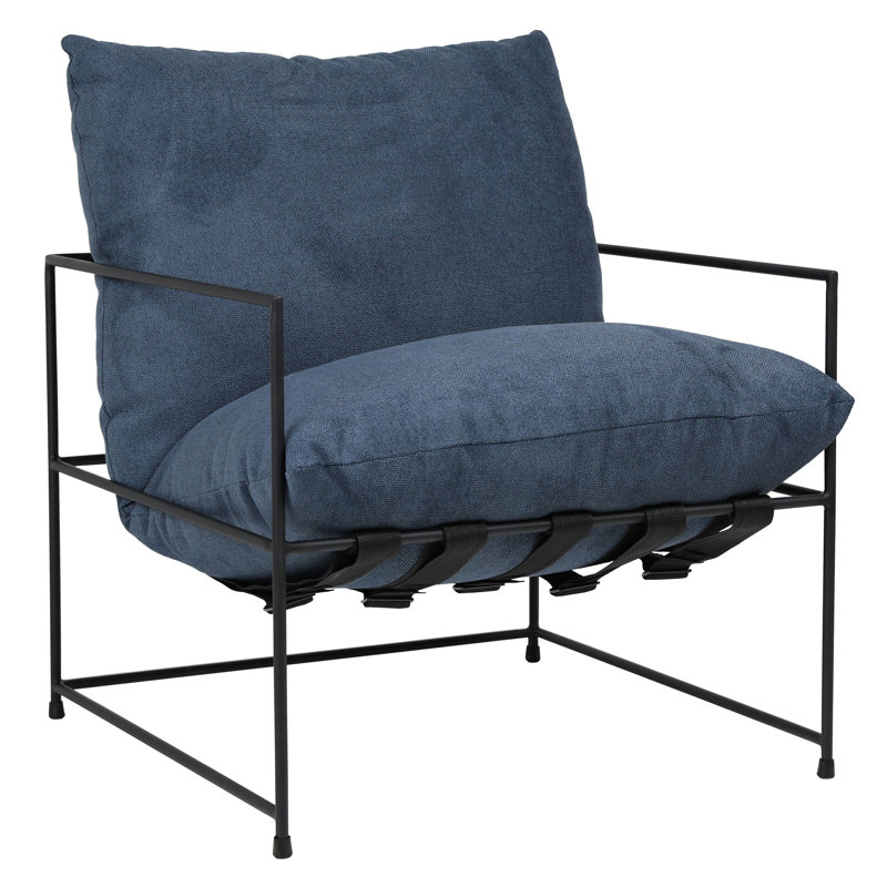 Inska Black Iron Hammock Style Occasional Chair, Green, 33" H x 28" W x 32" D