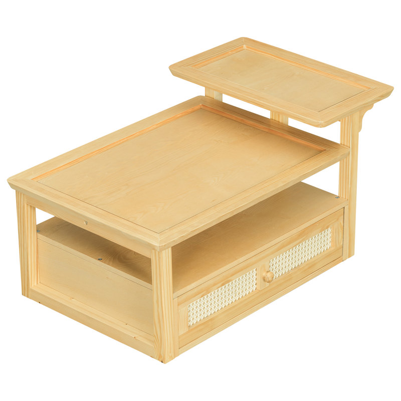 VIBE HAUS Modern Coffee Table (Only Including Table), Natural