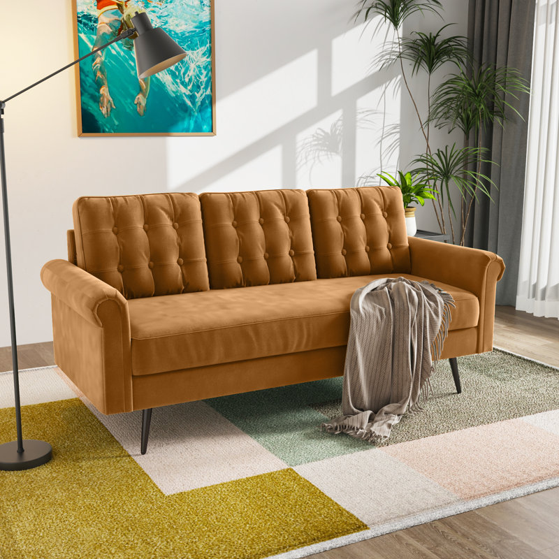 Canapé rembourré 74 po, Gingembre 100% polyester