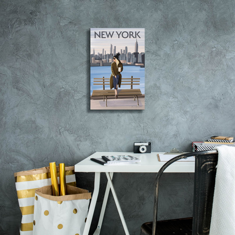 «Girl In New York 2» par Omar Escalante, art mural sur toile, H 18 po x l 12 po x P 0,75 po