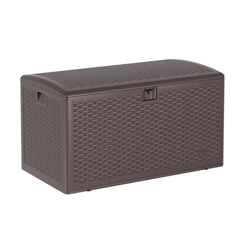 120 Gallon Lockable Large Deck Box for Yard Indoor Tools Toys Storage, Brown