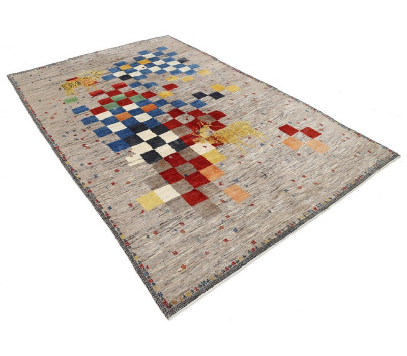 Fine Hand Knotted Persian silk & wool gabbeh 5'5" x 7'10"