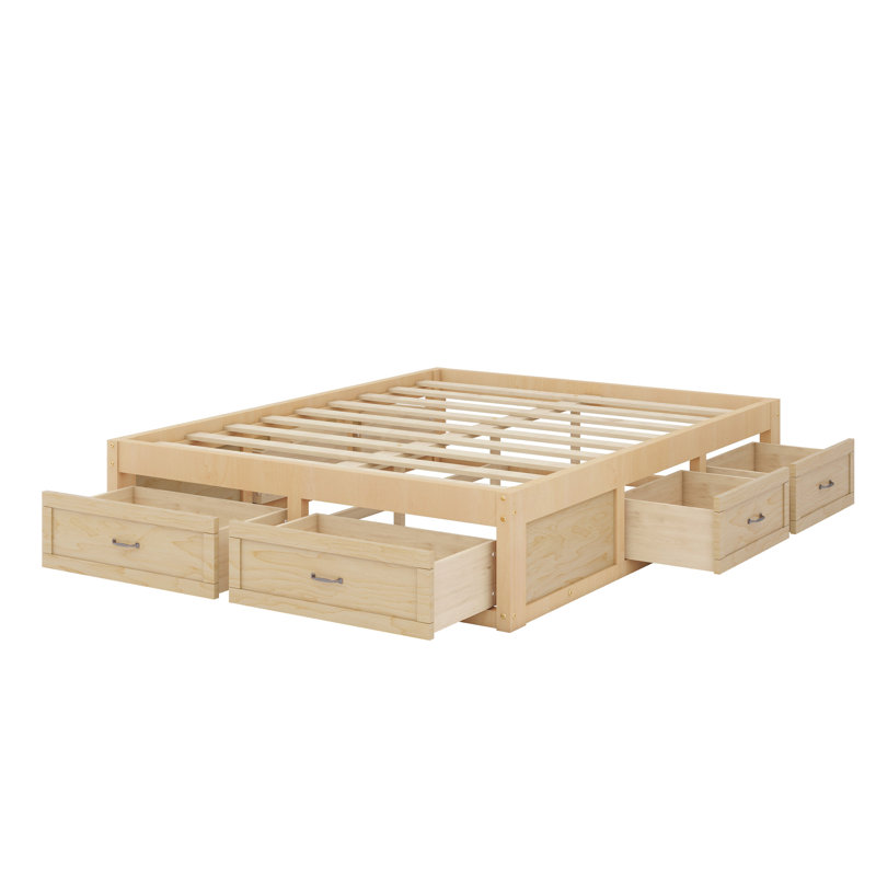 Platform Bed With 6 Storage Drawers, Antique Natural