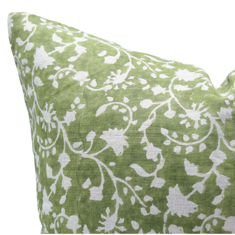 Linen Pillow Cover, Square, 22"H x 22"W, Beige Floral 1