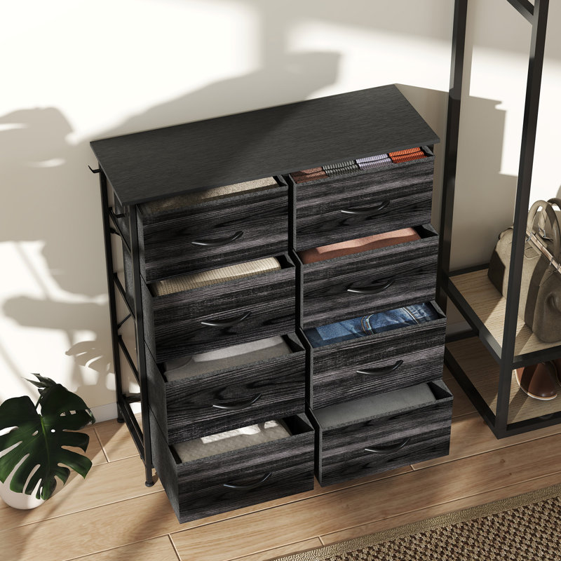 86 cm W Chest of 8 Drawers, Black