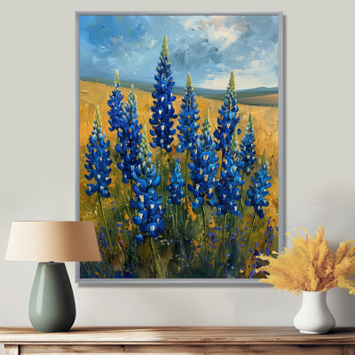 Blue Green Rolling Meadows Blue Bonnets - Blue Bonnets Wall Art Living Room