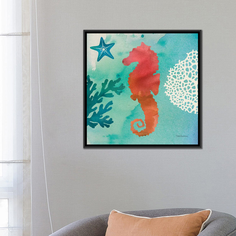 «Under The Sea I» par Studio Mousseau - impression sur toile tendue, H 18 po x l 18 po x P 1,5 po, Toile avec cadre noir