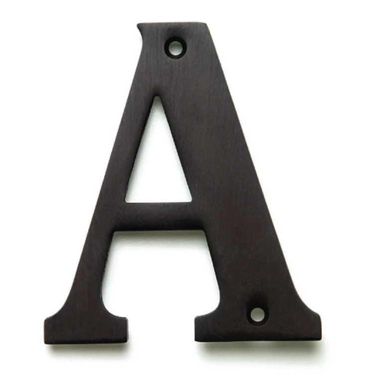 4" H Brass House Letter, Oil-Rubbed Bronze, A