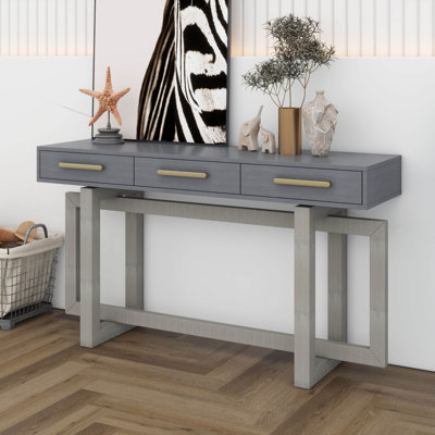 Console de 57 pouces de style minimaliste avec canapé à trois tiroirs et fabrication robuste